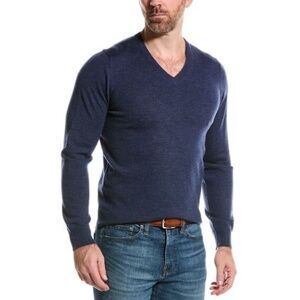 NWT METTE MENS 100% MERINO WOOL VNECK NAVY BLUE LONG SLEEVE SWEATER SZ LARGE